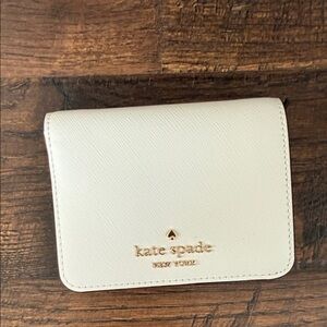 Kate Spade Ivory Card Holder with Gold Accents